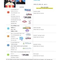 Weekly Senior Center Activities with Meal A Day Menu for the Week of April 28th