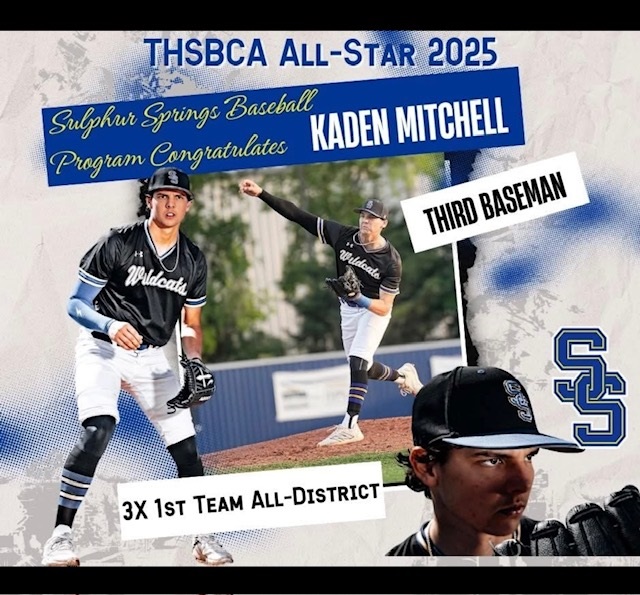 Kaden Mitchell All-Star 2025 SSHS Wildcat baseball player Third Baseman picture from SSISDs facebook page