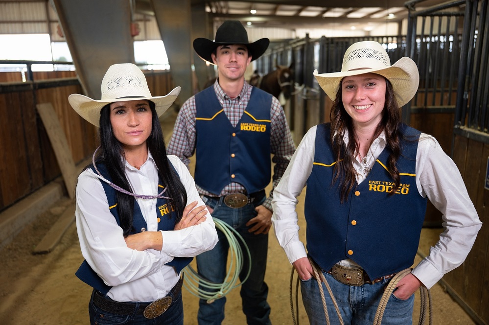 From left, Mayce Marek, Garrett Freeman and Jill White are three of five Lions who qualified for the 2025 CNFR | Photo by East Texas A&M Marketing and Communications