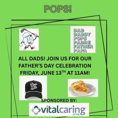 The Sulphur Springs Senior Citizens Activity Center Invites all Dads for Pie June 13th