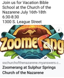 Church of the Nazarene to Hold Vacation Bible School July 16th Through the 18th