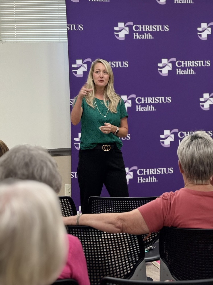 Stacy Davis, MS, LPC, passionately shared her thoughts on anxiety with the Breast Cancer Support Group sponsored by the Hopkins County Health Care Foundation. Any woman who has experienced cancer is welcome to attend meetings