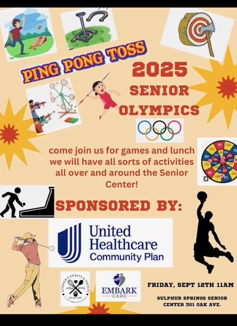2025 Senior Olympics Sept 12 2025 at the Sulphur Springs Senior Citizens Activity Center