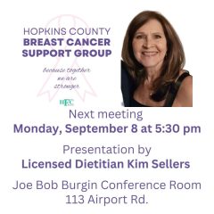 Hopkins County Breast Cancer Support Group Set to Meet September 9th