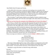 The Alamo Letter Society Announces Essay Contest for 7th and 8th Graders as Part of Plaque Dedication Event