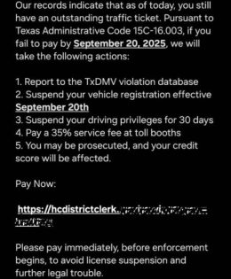 Beware of New Scam Text Messages For Unpaid Tolls