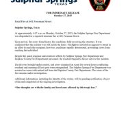Morning Fire Claims Life of Sulphur Springs Resident