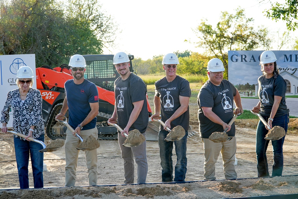 Grace Methodist Church ground breaking small group with shovels October 2025