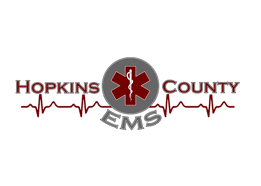 Hopkins County EMS Gray Circle white background thin heartbeat