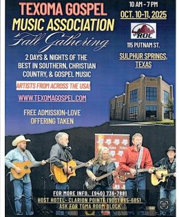 Texoma Gospel Music Association Fall Gathering to Take Place October 10th and 11th at the ROC