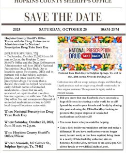 National Prescription Drug Take Back Day October 25