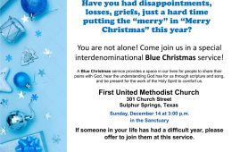 Blue Christmas Service at First United Methodist Church of Sulphur Springs Scheduled December 14th