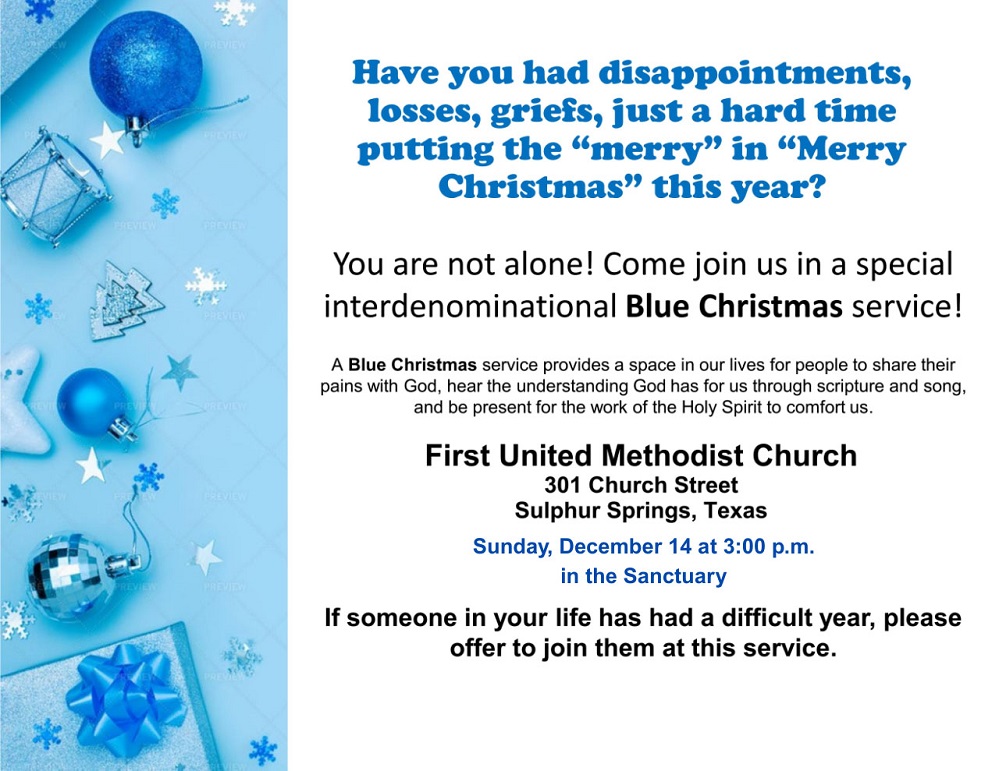 Blue Christmas 2025 First United Methodist Church