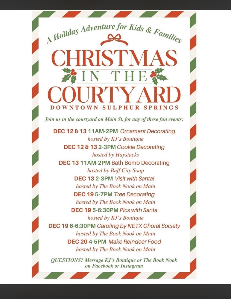 Christmas In The Courtyard Downtown Sulphur Springs December 2025 poster