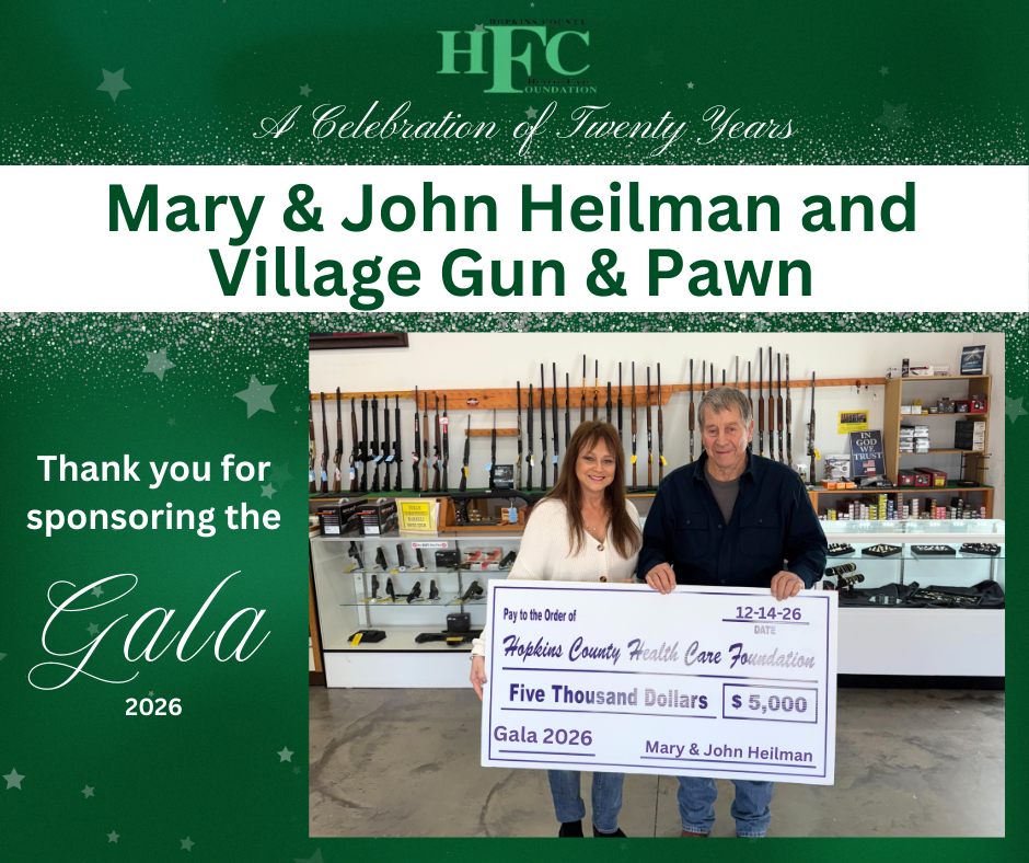 Mary and John Heilman of Village Gun & Pawn have generously sponsored the 20th Annual Gala.