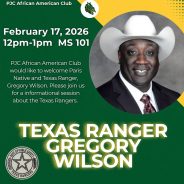 PJC African American Club Invites Community to Attend Informational Session with Texas Ranger Gregory Wilson
