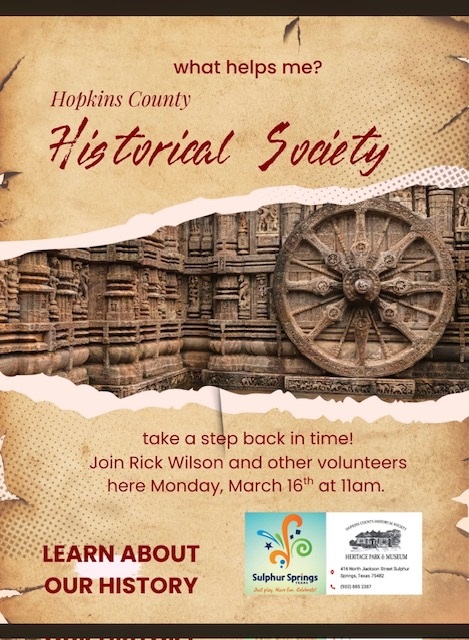 Hopkins County Historical Society visit at the Senior Citizens Center March 16 2026