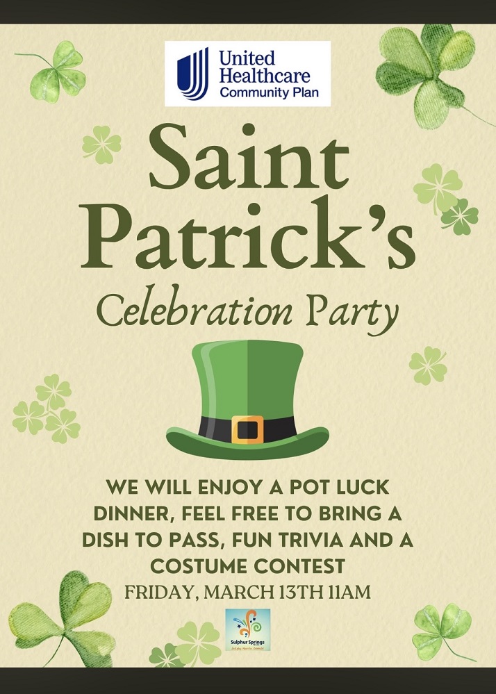 Saint Patricks Celebration Party at the Sulphur Springs Senior Citizens Activity Center March 13 2026