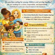 First United Methodist Church is now Hiring a Church Nursery Worker