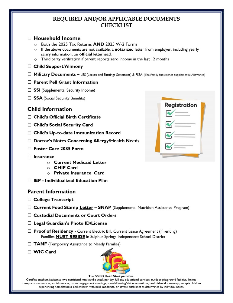 2026-27 SSISD Head Start & PreK Registration Round-up
