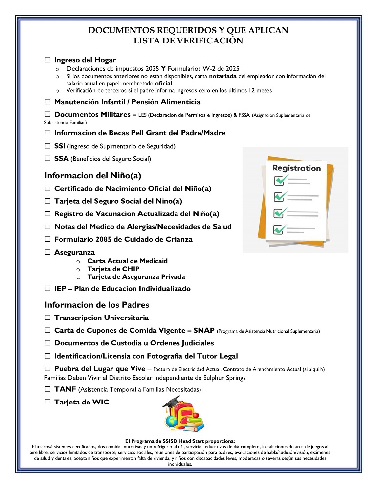 2026-27 SSISD Head Start & PreK Registration Round-up