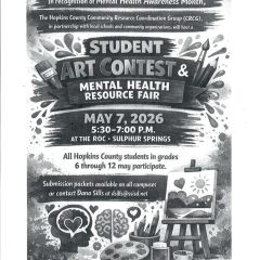 Hopkins County Community Resource Coordination Group Student Art Contest and Mental Health Resource Fair to be Held May 7th