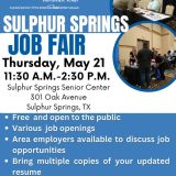 Job Fair This Month in Sulphur Springs