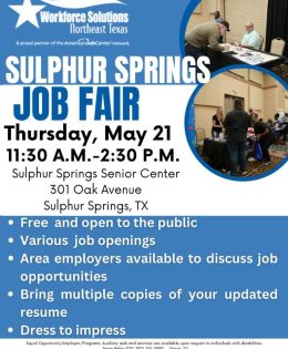 Job Fair This Month in Sulphur Springs