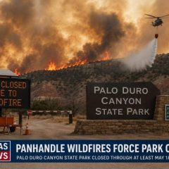 Wildfires Force Ongoing Closure of Palo Duro Canyon State Park as Crews Battle Dangerous Conditions