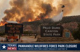 Wildfires Force Ongoing Closure of Palo Duro Canyon State Park as Crews Battle Dangerous Conditions