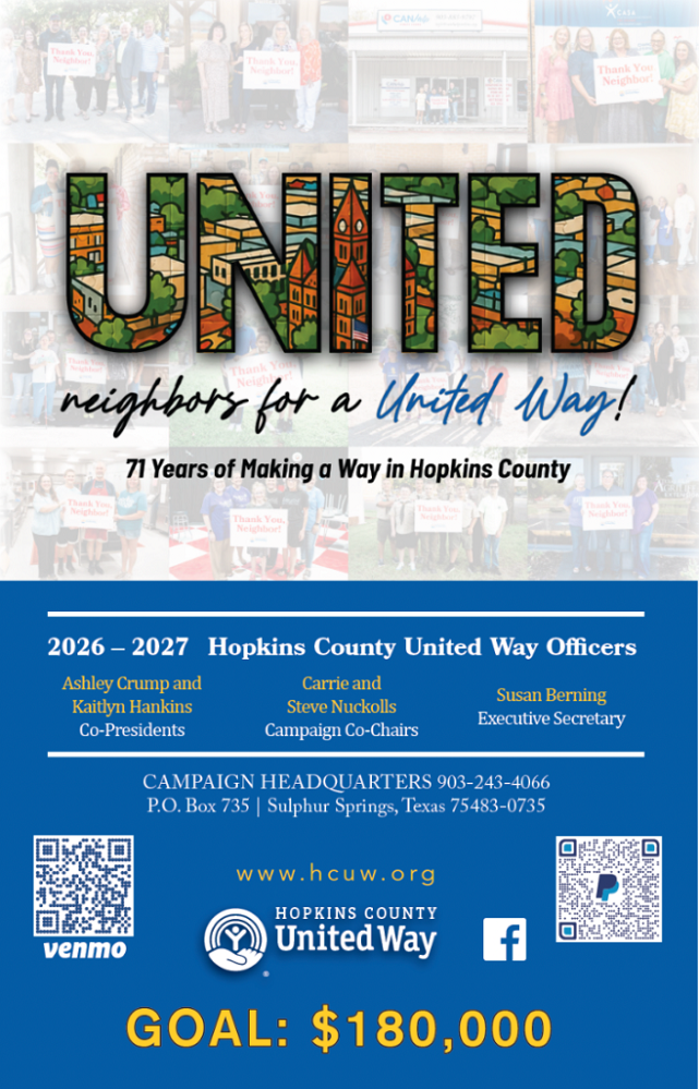 2026-2027 Hopkins County United Way poster October 2026
