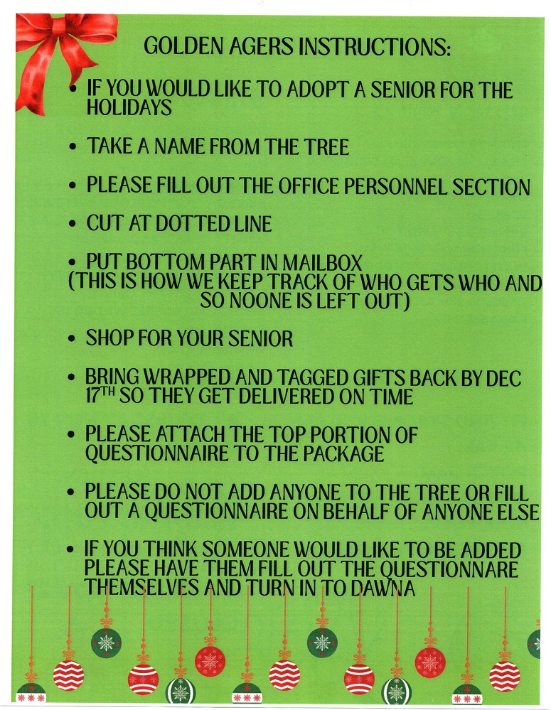 Golden Agers Instructions Senior Center 2026